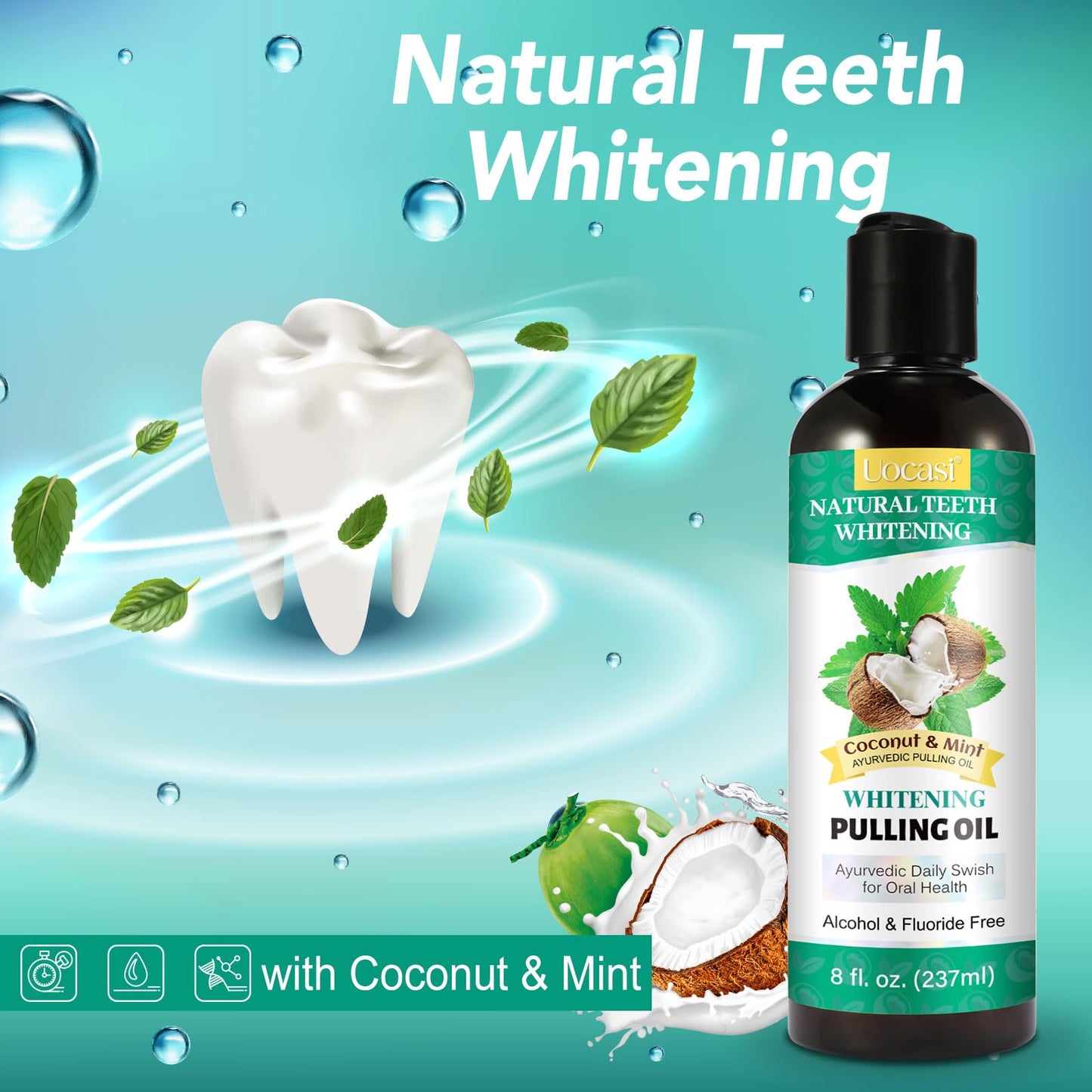 Coconut Oil Pulling for Teeth - 2 Pack | Natural Mint Mouthwash (16 oz)