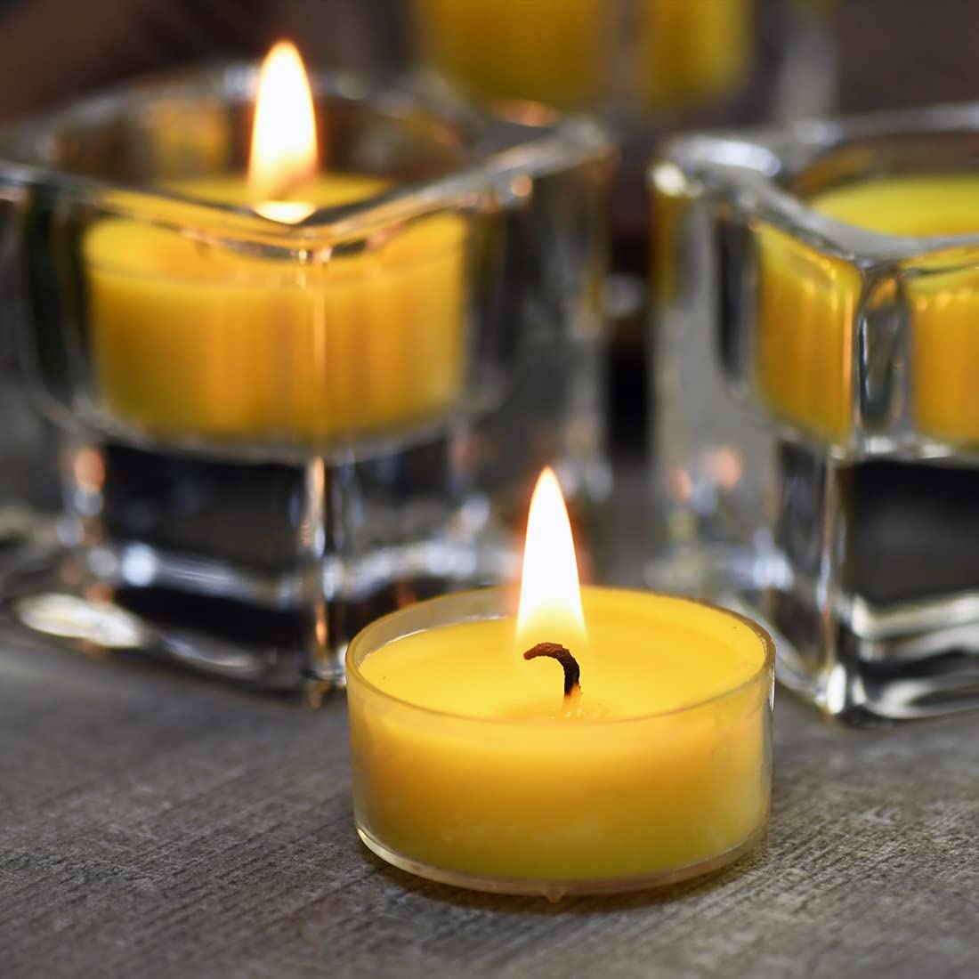 DEYBBY Lemon Scented Soy Wax Tealight Candles – 24-Pack, 4-Hour Burn