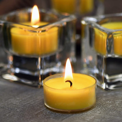 DEYBBY Lemon Scented Soy Wax Tealight Candles – 24-Pack, 4-Hour Burn