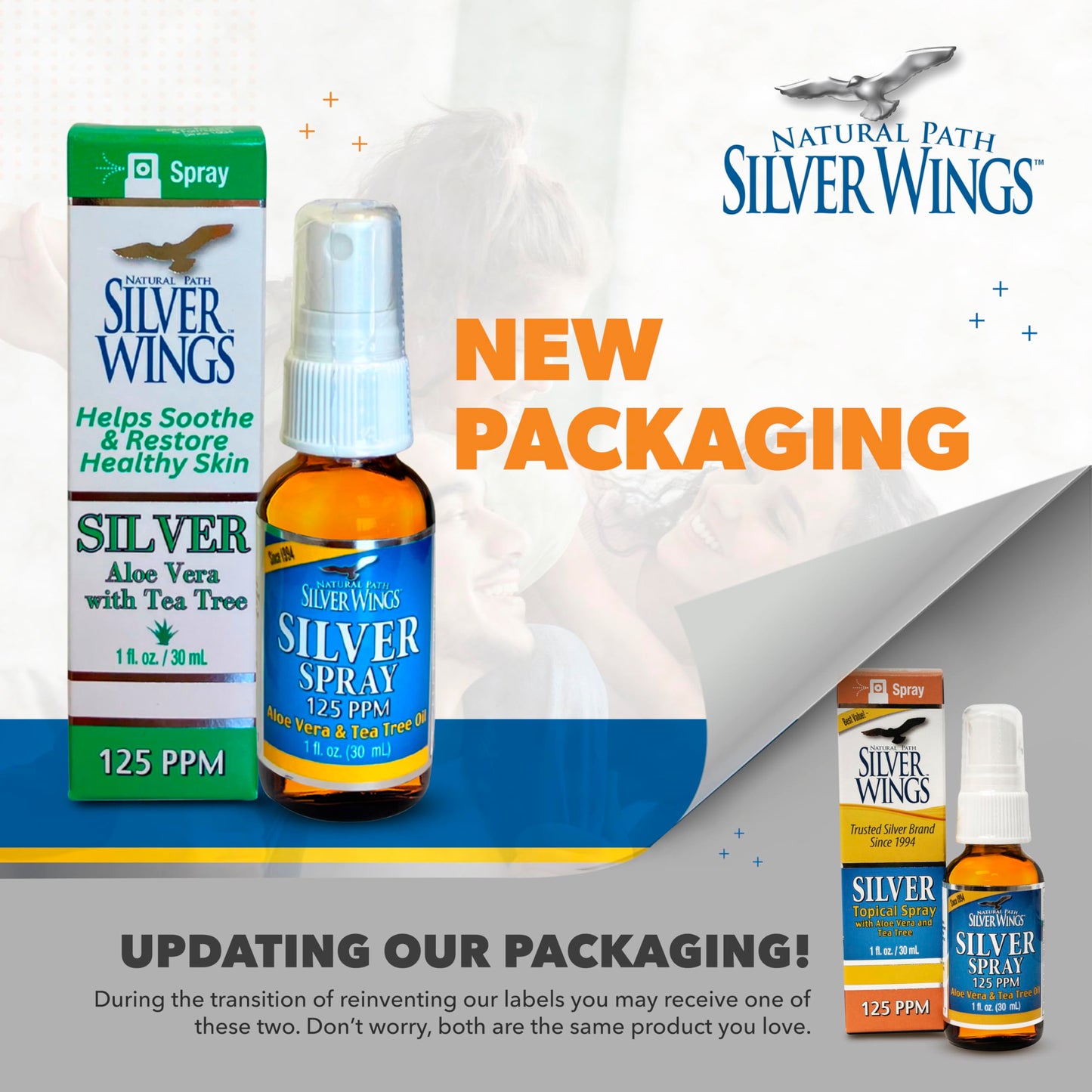Natural Path Silver Wings Silver Spray – Aloe Vera & Tea Tree Oil, 125ppm, 1oz