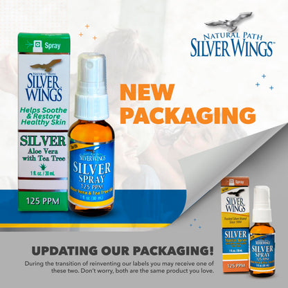 Natural Path Silver Wings Silver Spray – Aloe Vera & Tea Tree Oil, 125ppm, 1oz