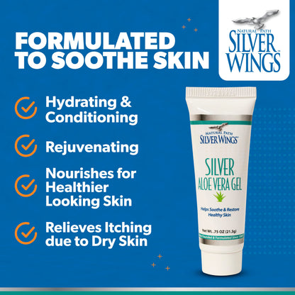 Natural Path Silver Wings 200ppm Silver with Aloe Vera Gel - Soothing Skin Care 0.75 oz