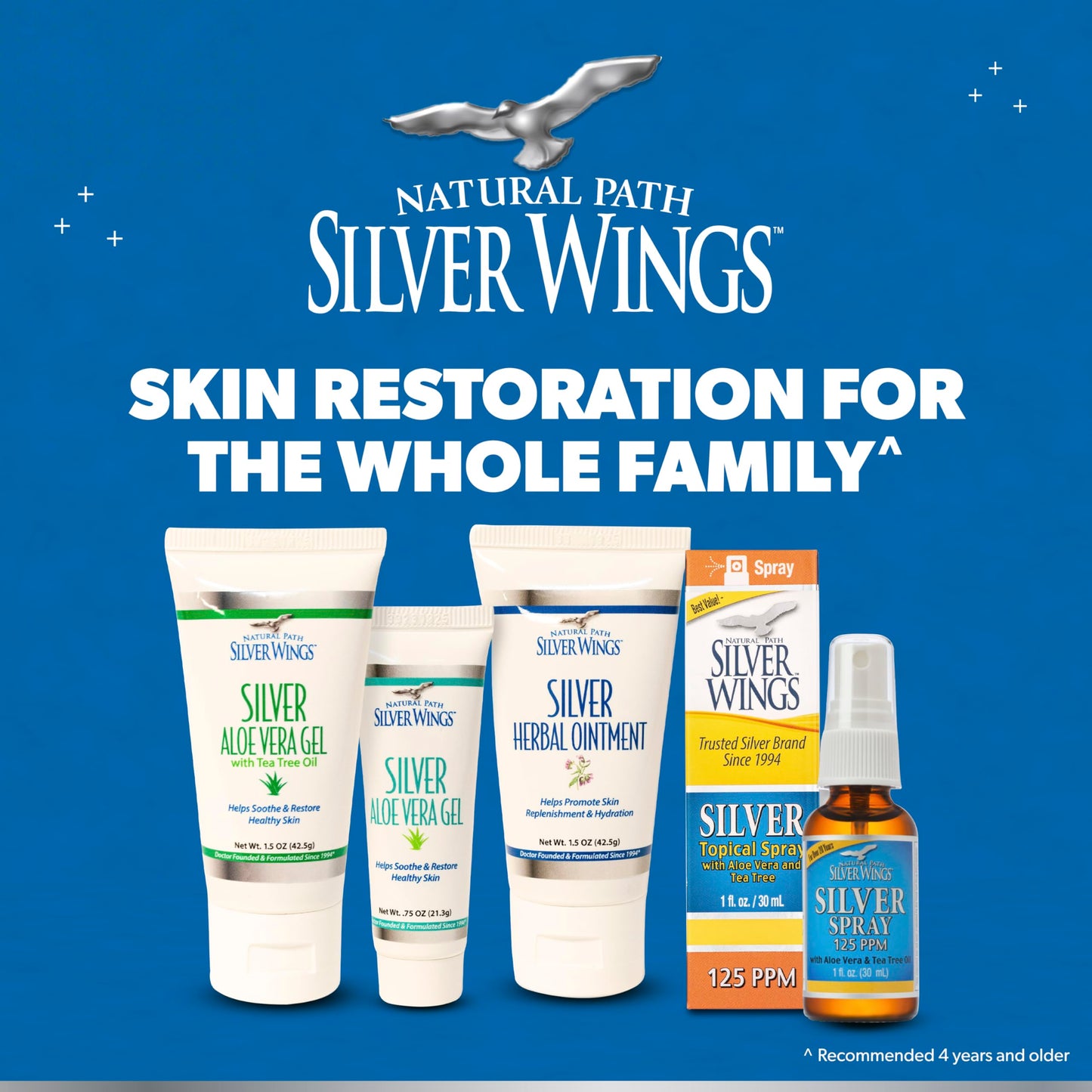Natural Path Silver Wings 200ppm Silver with Aloe Vera Gel - Soothing Skin Care 0.75 oz