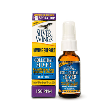 Natural Path Silver Wings Colloidal Silver 150ppm with Echinacea & Oregano Immune Support - 1 fl oz Spray