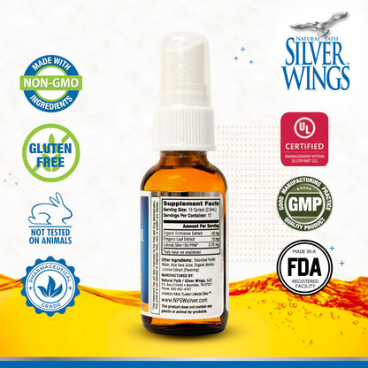 Natural Path Silver Wings Colloidal Silver 150ppm with Echinacea & Oregano Immune Support - 1 fl oz Spray