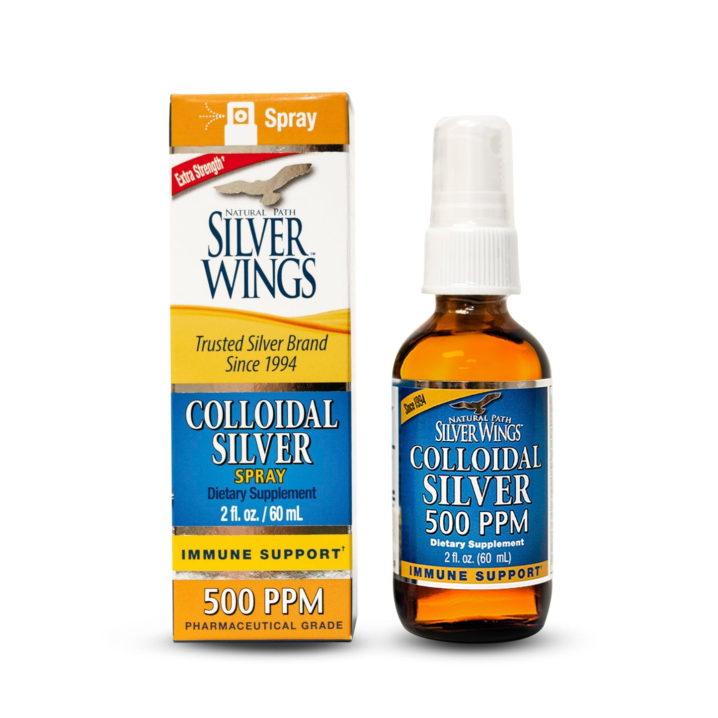 Natural Path Silver Wings Colloidal Silver - Extra Strength 500ppm 2oz Spray