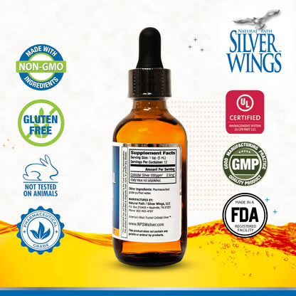 Natural Path Silver Wings Colloidal Silver - Extra Strength 500ppm Immune Support - 2oz Dropper