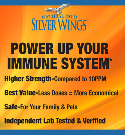 Natural Path Silver Wings Colloidal Silver Liquid - Enhanced Immune Support Supplement - 250ppm (1250mcg) - 2oz Spray