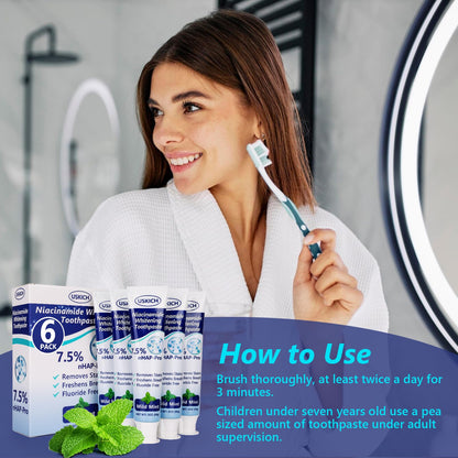 7.5% Nano Hydroxyapatite Toothpaste – Fluoride-Free Whitening & Sensitivity Relief (6 Pack)