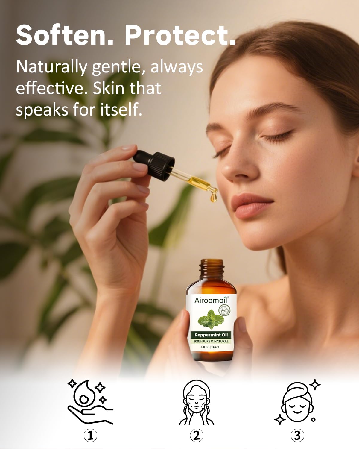 Airoomoil Pure Peppermint Essential Oil - 4 Fl Oz (120 ml), 100% Natural, Premium Grade for Diffusers, Skin Care & Aromatherapy