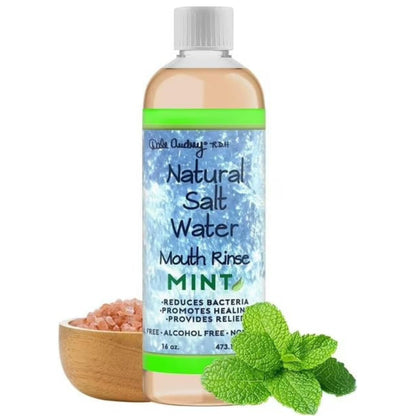 Natural Pink Himalayan Saltwater Mouth Rinse – Organic Mint, Fluoride Free, Non-GMO, 16 oz