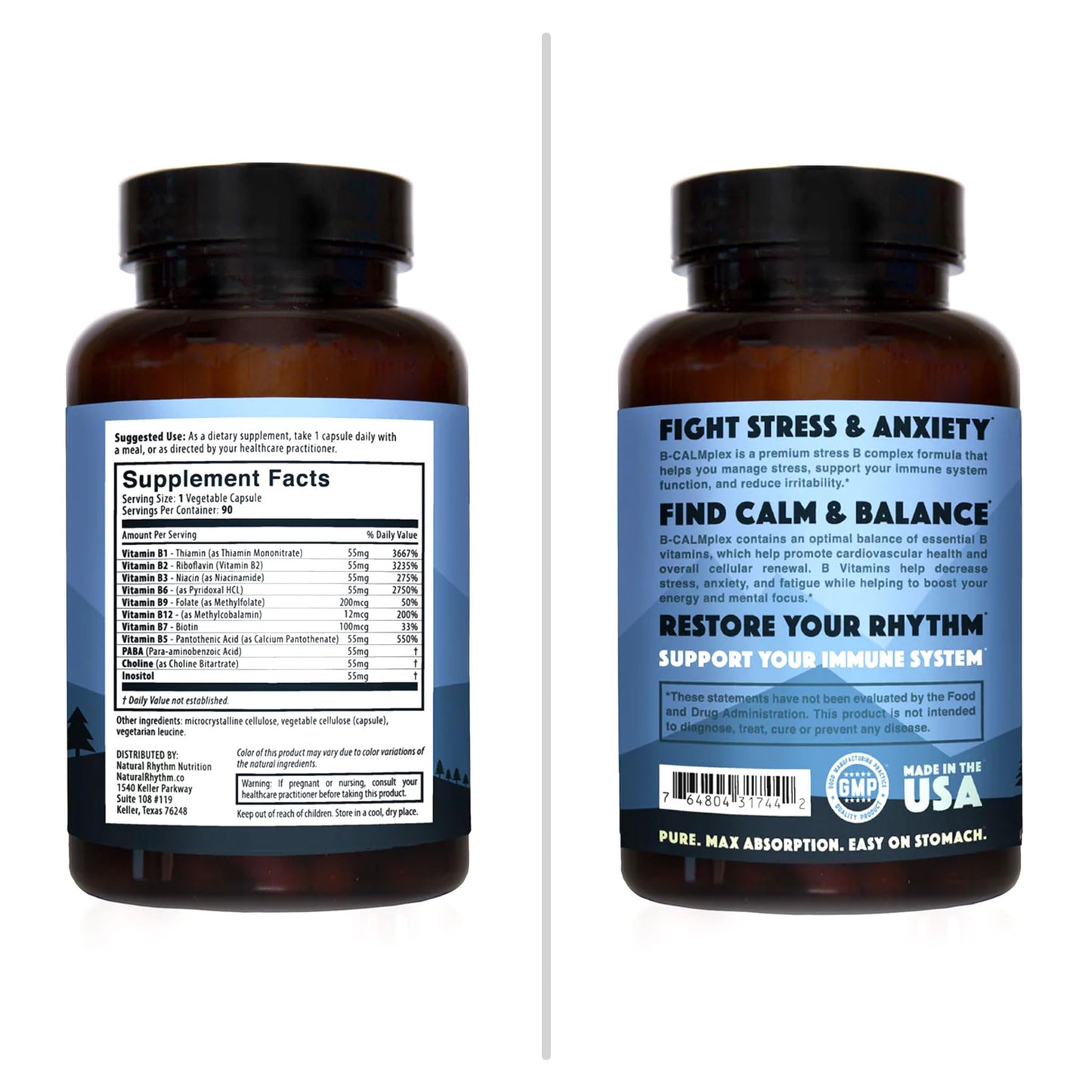 Natural Rhythm B-CALMplex – B Vitamin Blend for Nerve Function & Relaxation | 90 Capsules