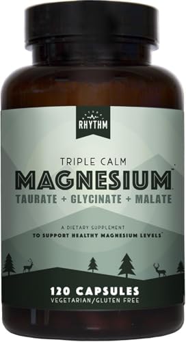 Natural Rhythm Triple Calm Magnesium 150 mg – 120 Capsules | Glycinate, Malate & Taurate Complex for Rest and Relaxation