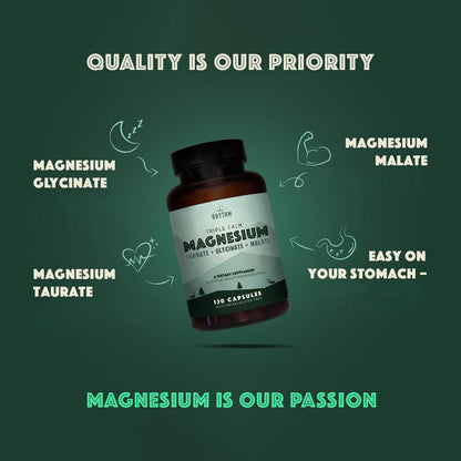 Natural Rhythm Triple Calm Magnesium 150 mg – 120 Capsules | Glycinate, Malate & Taurate Complex for Rest and Relaxation