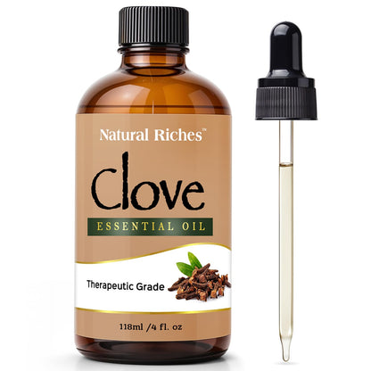 Natural Riches Pure Clove Essential Oil 4 Oz | Therapeutic Grade