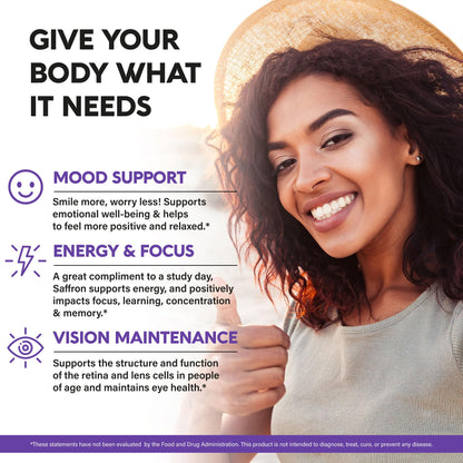 Natural Saffron Supplements – 88.5 mg Extract | Made in USA