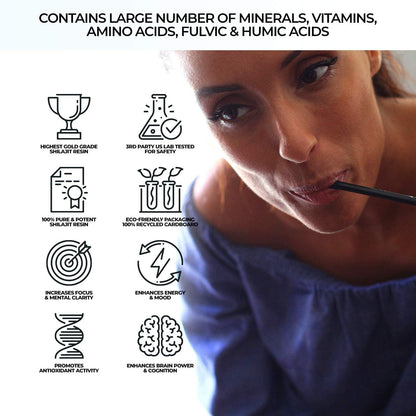 NATURAL SHILAJIT Honey Sticks - Shilajit Resin + Raw Honey, Fulvic & Trace Minerals | Energy & Immune Support (7 Sticks)
