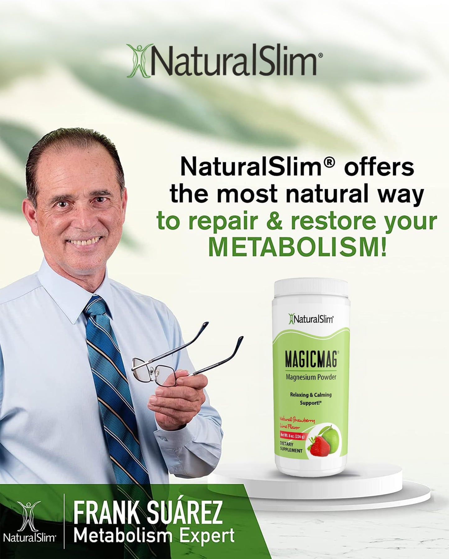 NaturalSlim Magicmag Pure Magnesium Citrate Powder – Stress, Constipation, Muscle, Heart Health, and Sleep Support | Natural Strawberry & Lime Flavored Magnesium Supplement - 8oz Drink Mix (Solo)