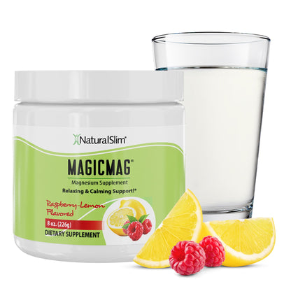 NaturalSlim MagicMag Raspberry Lemon Magnesium Citrate Powder - 8oz Drink Mix