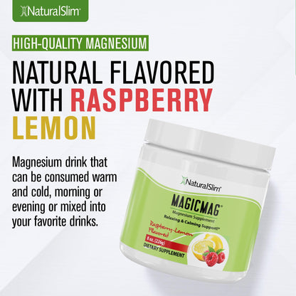 NaturalSlim MagicMag Raspberry Lemon Magnesium Citrate Powder - 8oz Drink Mix