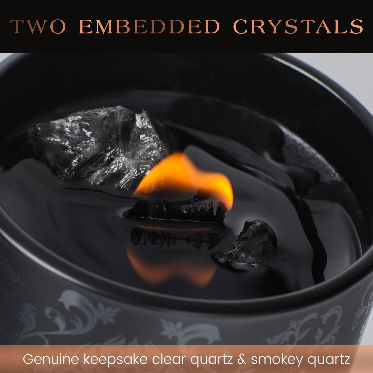 Black Orchid & Pine Moss Crystal Candle – Luxury Manifestation with Quartz Crystals (7.4oz)