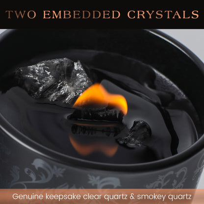 Black Orchid & Pine Moss Crystal Candle – Luxury Manifestation with Quartz Crystals (7.4oz)