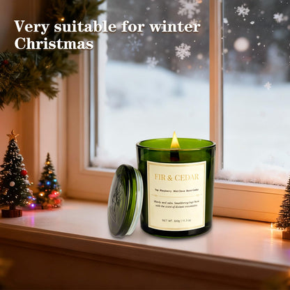 2 Pack Wood Wick Scented Candles Gift Set – Balsam Fir & Cedarwood, Natural Soy Wax