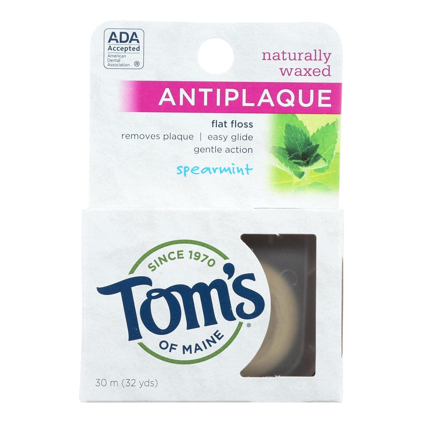 Natural Spearmint Antiplaque Flat Dental Floss - 32 yd, 6 per Case
