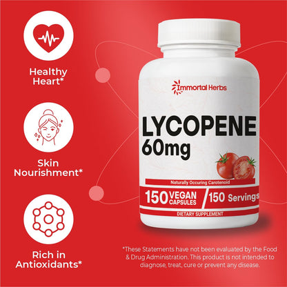 Immortal Herbs Lycopene 60mg for Men – 150 Capsules (Vegan, Non-GMO, Gluten Free)