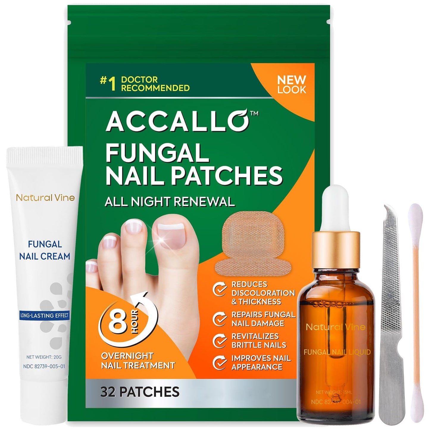 Natural Vine Toenail Fungus Treatment Kit | Patches, Liquid & Cream - Extra Strength