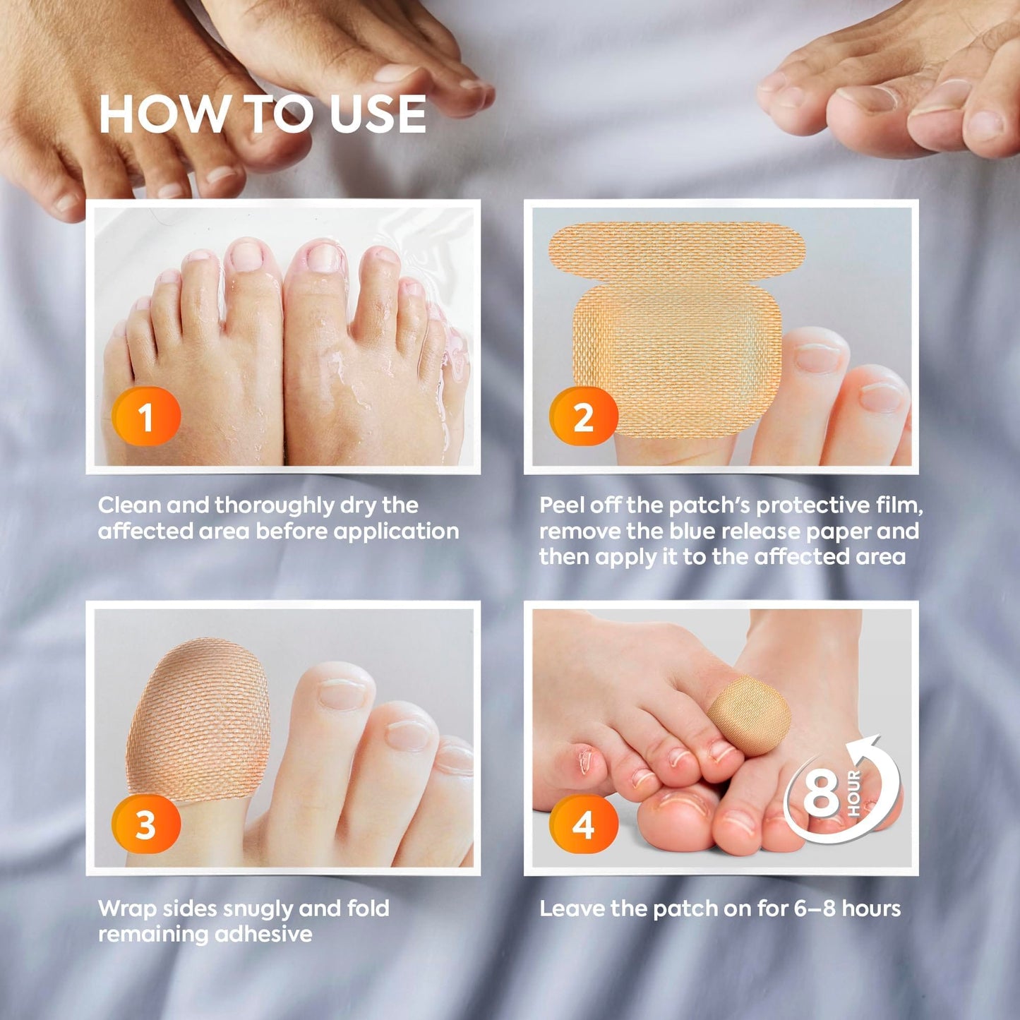 Natural Vine Toenail Fungus Patches — Extra Strength 1% Tolnaftate, 8-Hour Night Renewal | 32 Patches