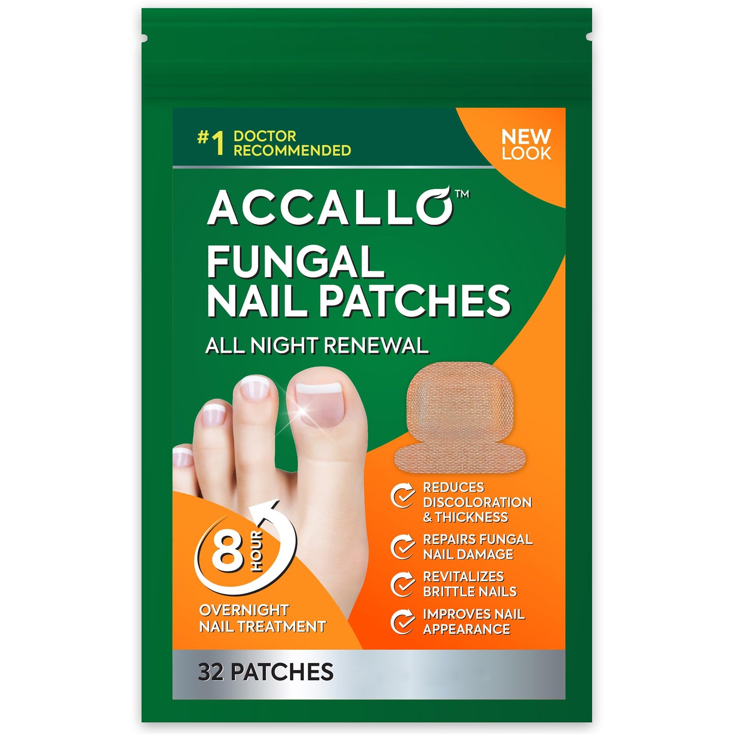 Natural Vine Toenail Fungus Patches — Extra Strength 1% Tolnaftate, 8-Hour Night Renewal | 32 Patches