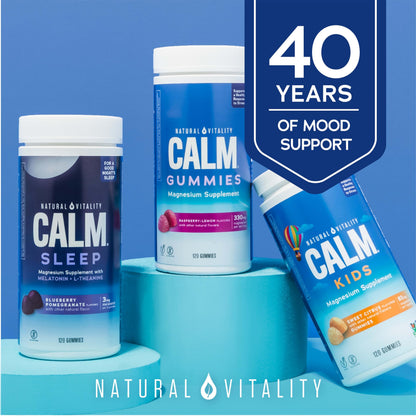 Natural Vitality CALM Kids Magnesium Gummies – Magnesium Citrate, Stress Relief, Gluten Free, Vegan (120 Gummies)