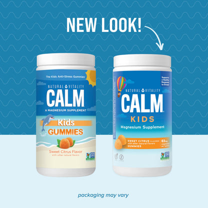 Natural Vitality CALM Kids Magnesium Gummies – Magnesium Citrate, Stress Relief, Gluten Free, Vegan (120 Gummies)