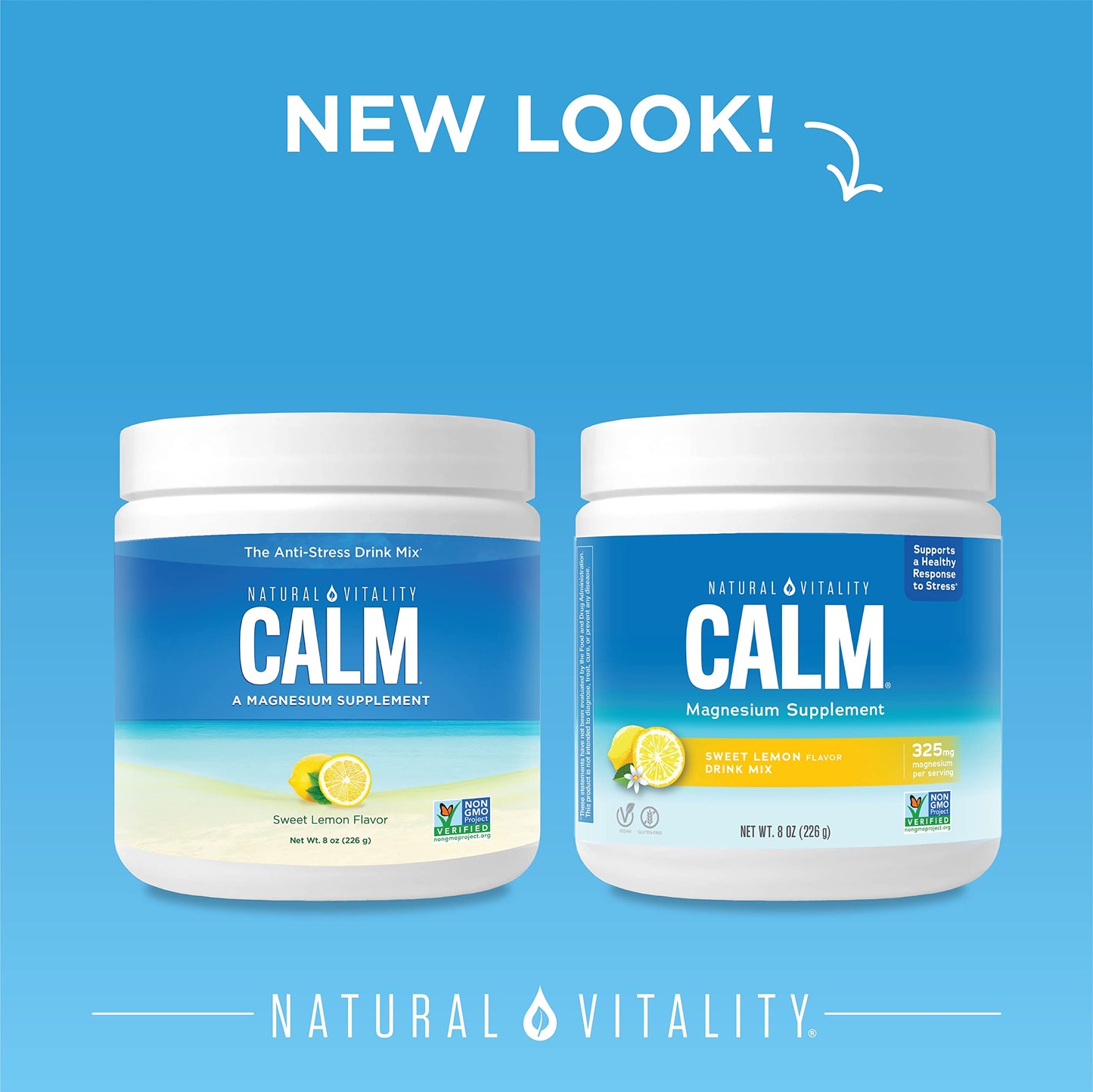 Natural Vitality CALM Magnesium Drink Mix – Lemon, 8 oz | Gluten Free, Vegan, Non-GMO