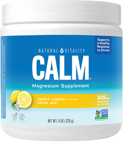 Natural Vitality CALM Magnesium Drink Mix – Lemon, 8 oz | Gluten Free, Vegan, Non-GMO