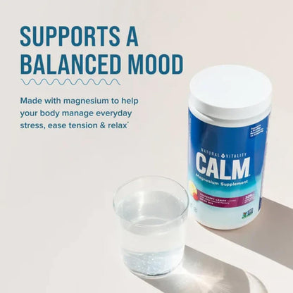 Natural-Vitality Calm Magnesium Citrate Powder – Raspberry Lemon, 20 oz | Vegan & Non-GMO