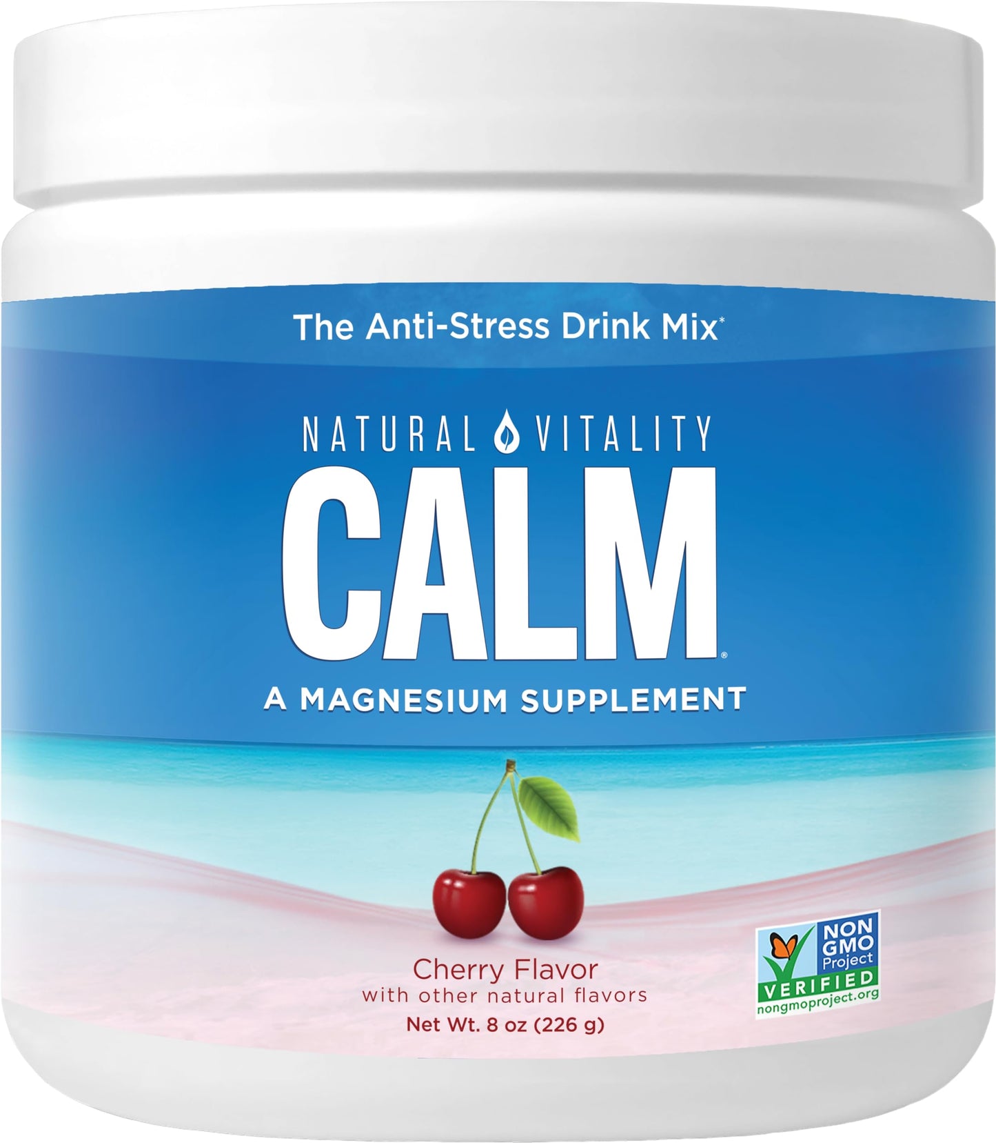 Natural Vitality CALM Magnesium Drink Mix – Cherry Flavor, 8 oz | Gluten Free, Vegan, Non-GMO