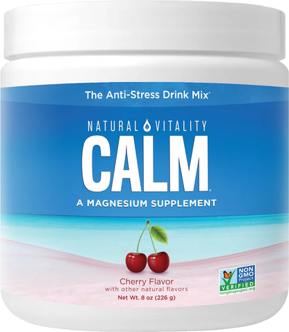 Natural Vitality CALM Magnesium Drink Mix – Cherry Flavor, 8 oz | Gluten Free, Vegan, Non-GMO