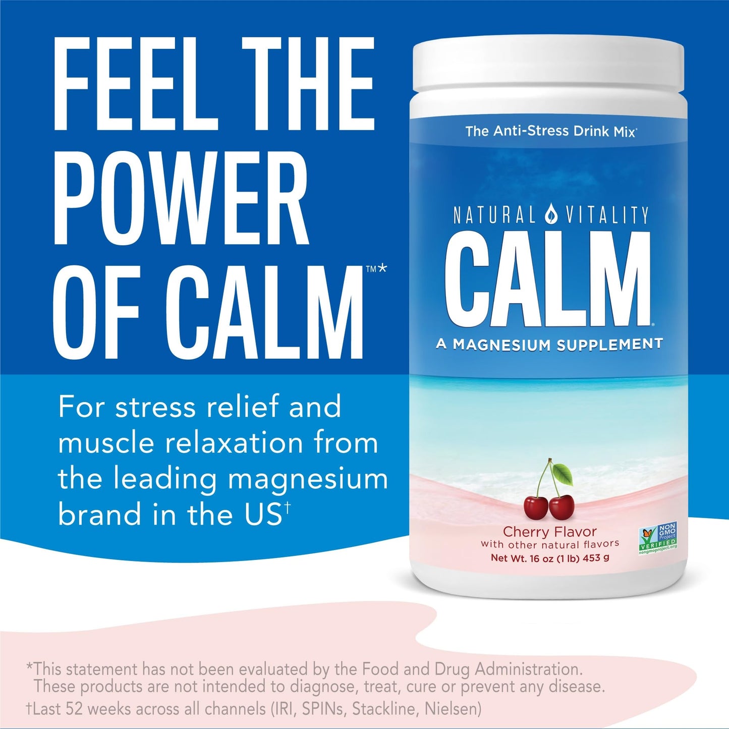 Natural Vitality CALM Magnesium Drink Mix – Cherry Flavor, 8 oz | Gluten Free, Vegan, Non-GMO