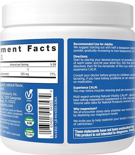 Natural Vitality CALM Magnesium Drink Mix – Cherry Flavor, 8 oz | Gluten Free, Vegan, Non-GMO