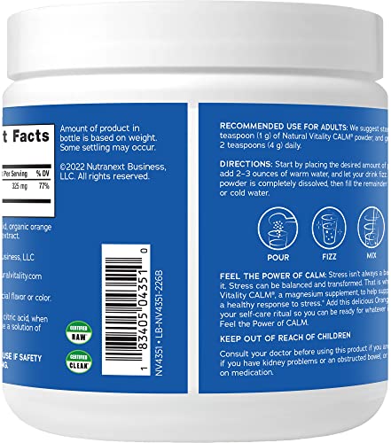 Natural Vitality CALM Magnesium Drink Mix – Orange, 8 oz | Gluten Free, Vegan, Non-GMO