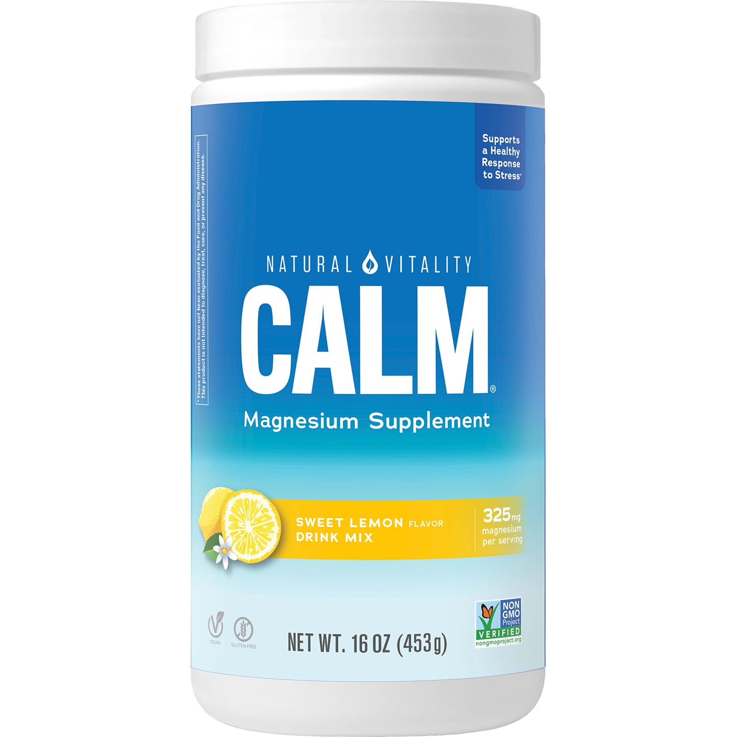 Natural Vitality CALM Magnesium Drink Mix – Lemon, 16 oz | Gluten Free, Vegan