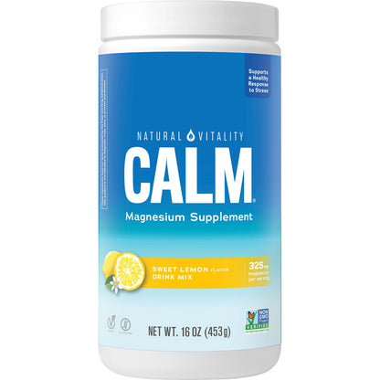Natural Vitality CALM Magnesium Drink Mix – Lemon, 16 oz | Gluten Free, Vegan