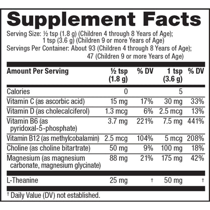 Natural Vitality CALM Mind Magnesium Drink Mix - L-Theanine, 12 oz (Gluten Free & Vegan)