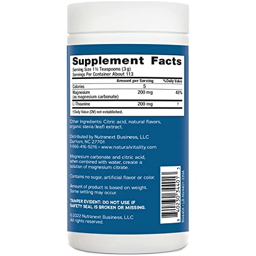 Natural Vitality CALM Mind Magnesium Drink Mix - L-Theanine, 12 oz (Gluten Free & Vegan)