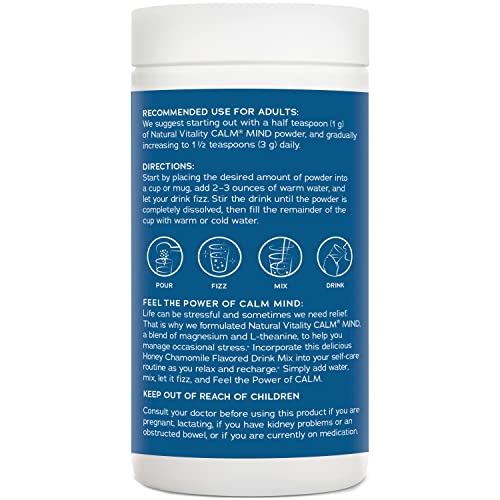 Natural Vitality CALM Mind Magnesium Drink Mix - L-Theanine, 12 oz (Gluten Free & Vegan)