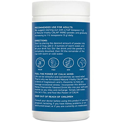 Natural Vitality CALM Mind Magnesium Drink Mix - L-Theanine, 12 oz (Gluten Free & Vegan)