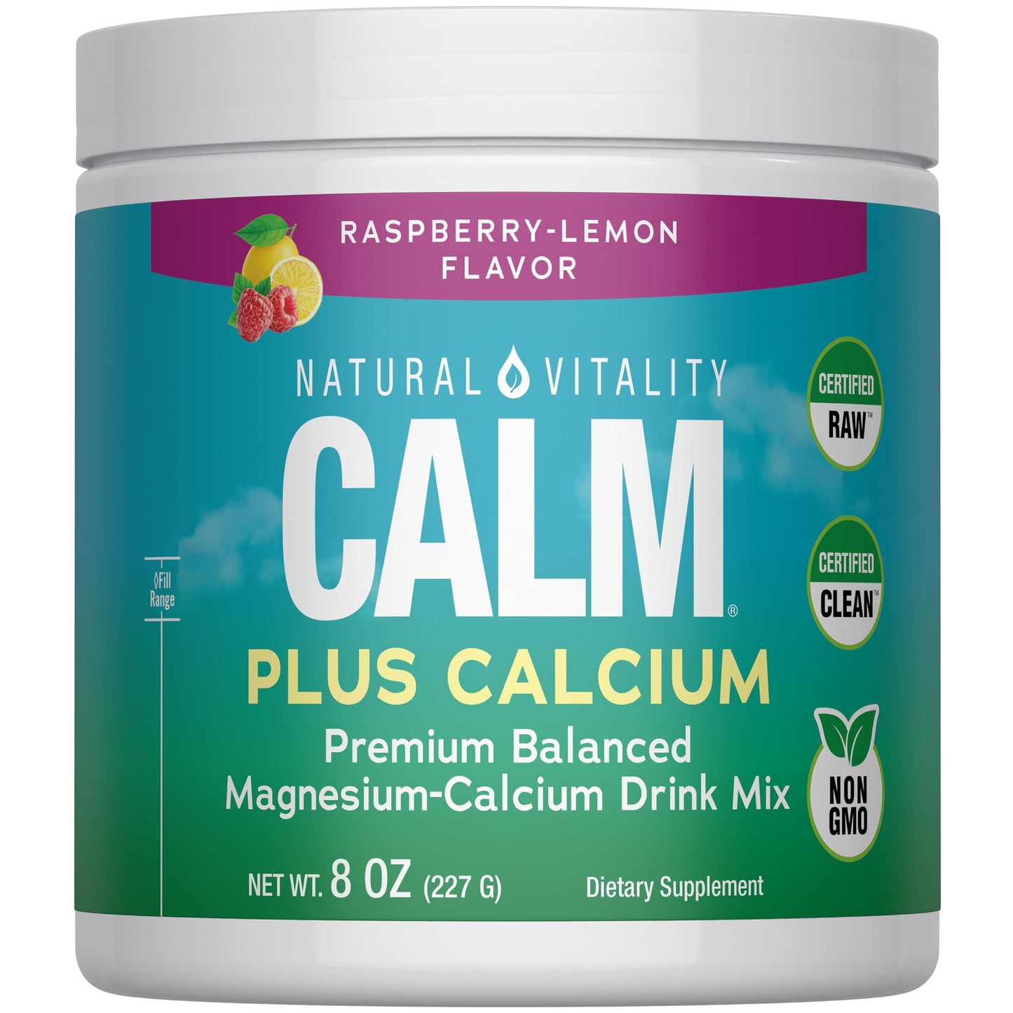 Natural Vitality CALM Magnesium Drink Mix Plus Calcium – Raspberry Lemon (8 oz)