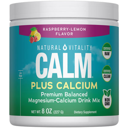 Natural Vitality CALM Magnesium Drink Mix Plus Calcium – Raspberry Lemon (8 oz)